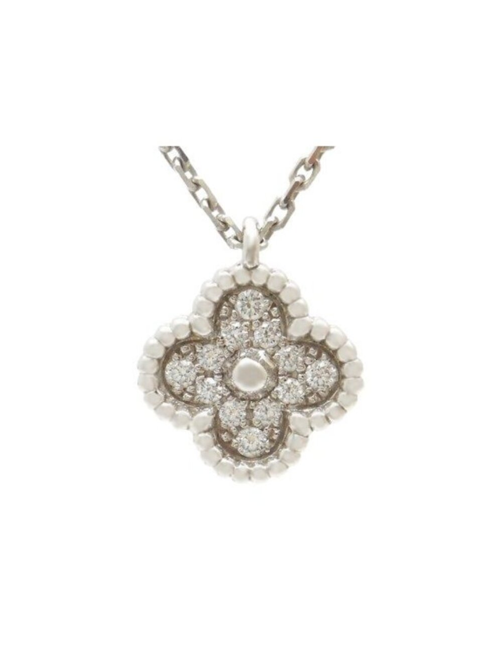 Van Cleef & Arpels Sweet Alhambra Pendant White Gold Diamond Necklace